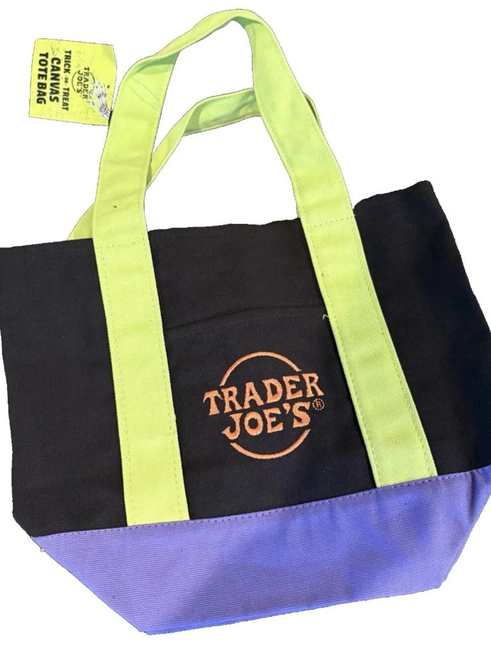 NWT Trader Joe’s Mini Multicolor Tote Bag Embroidered Logo LIMITED EDITION